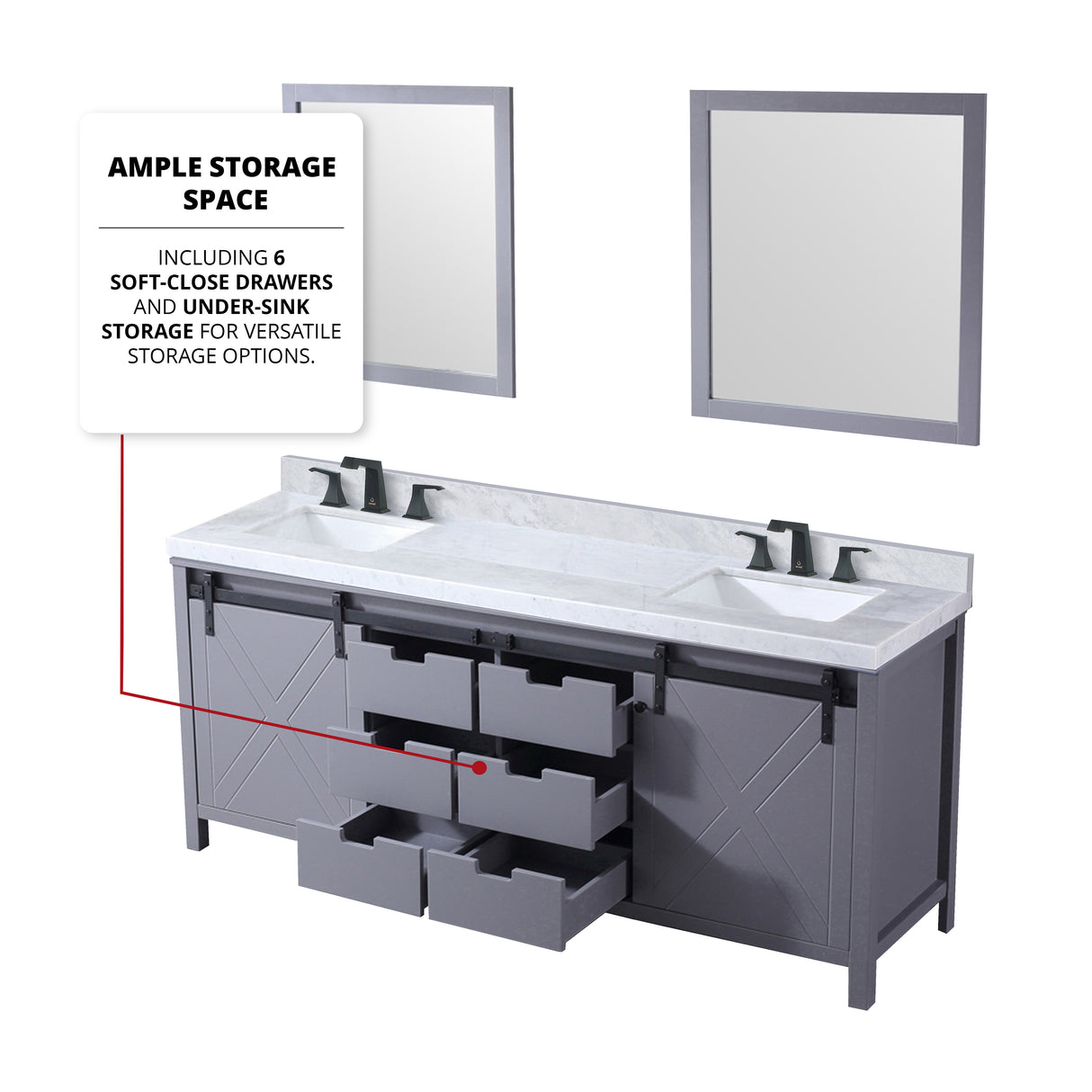 Marsyas 80 in. Freestanding Bathroom Vanity with White Quartz top, White Square Sink