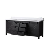 Marsyas 80 in. Freestanding Bathroom Vanity with White Quartz top, White Square Sink