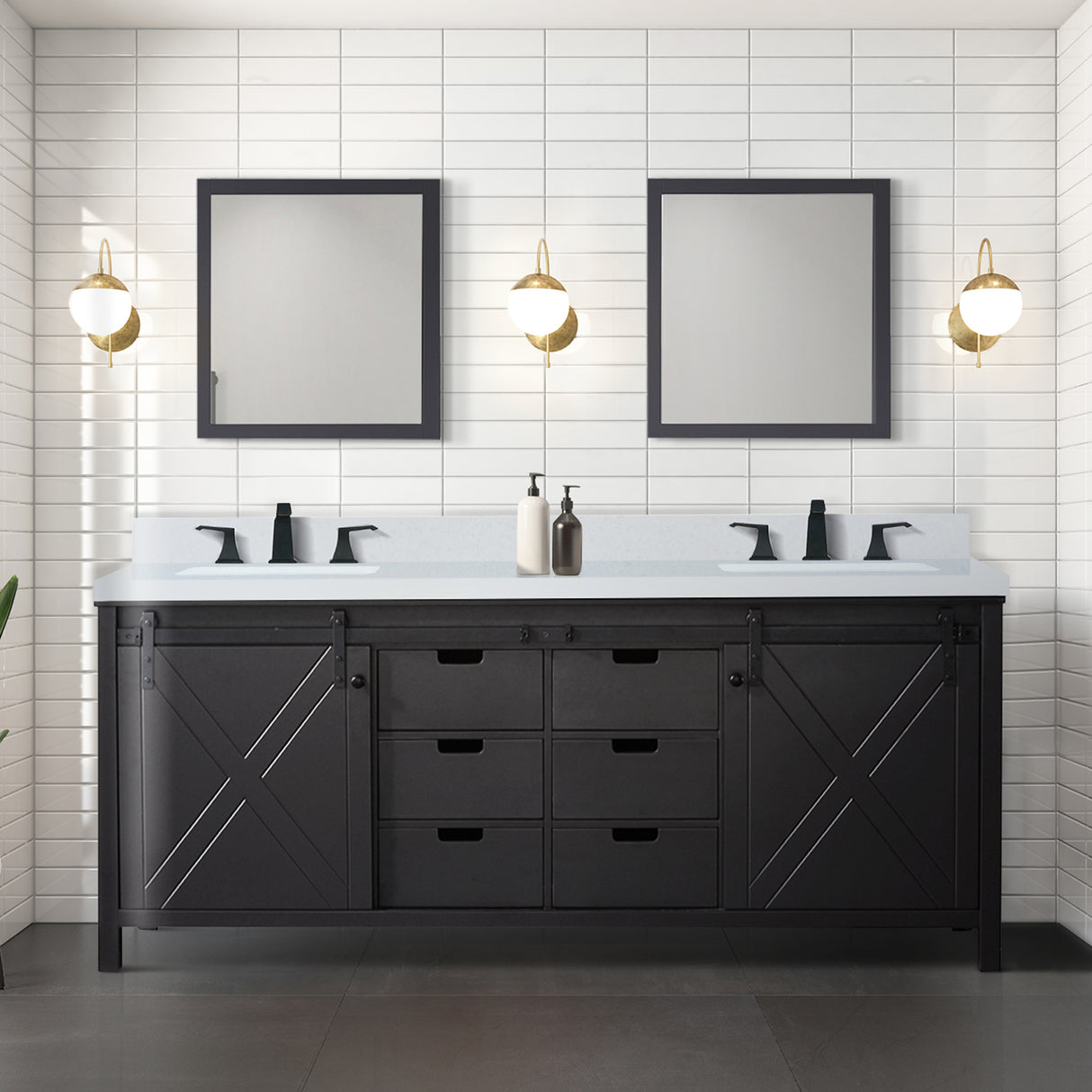Marsyas 80 in. Freestanding Bathroom Vanity with White Quartz top, White Square Sink
