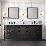 Marsyas 80 in. Freestanding Bathroom Vanity with White Quartz top, White Square Sink