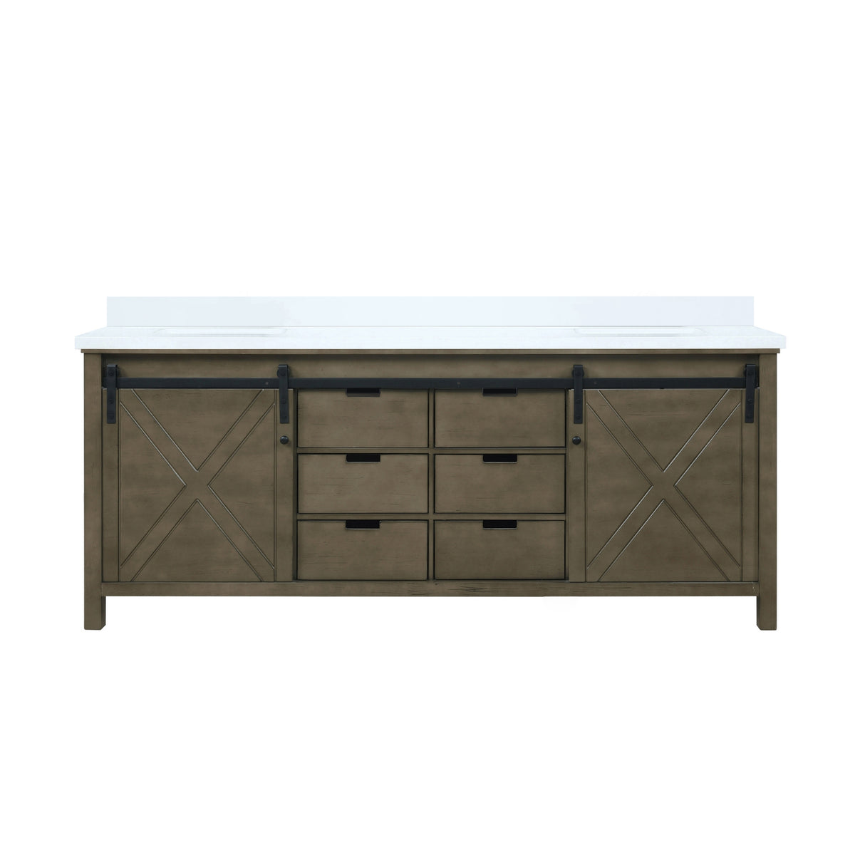 Marsyas 80 in. Freestanding Bathroom Vanity with White Quartz top, White Square Sink