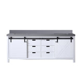 Marsyas 84 in. Freestanding Bathroom Vanity with White Quartz top, White Square Sink