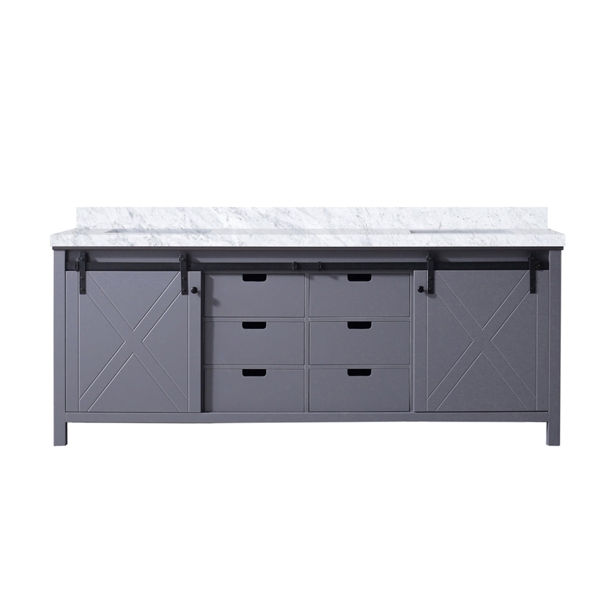 Marsyas 84 in. Freestanding Bathroom Vanity with White Quartz top, White Square Sink