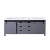 Marsyas 84 in. Freestanding Bathroom Vanity with White Quartz top, White Square Sink