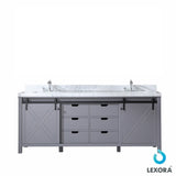 Marsyas Freestanding Dark Grey Freestanding Bathroom Vanity With Undermount Ceramic Sink, White Carrara Marble Top