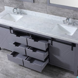 Marsyas Freestanding Dark Grey Freestanding Bathroom Vanity With Undermount Ceramic Sink, White Carrara Marble Top