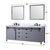 Marsyas 84 in. Freestanding Bathroom Vanity with White Quartz top, White Square Sink