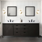 Marsyas 84 in. Freestanding Bathroom Vanity with White Quartz top, White Square Sink