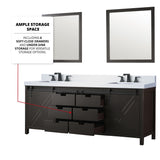 Marsyas 84 in. Freestanding Bathroom Vanity with White Quartz top, White Square Sink