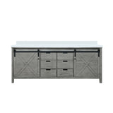 Marsyas 84 in. Freestanding Bathroom Vanity with White Quartz top, White Square Sink