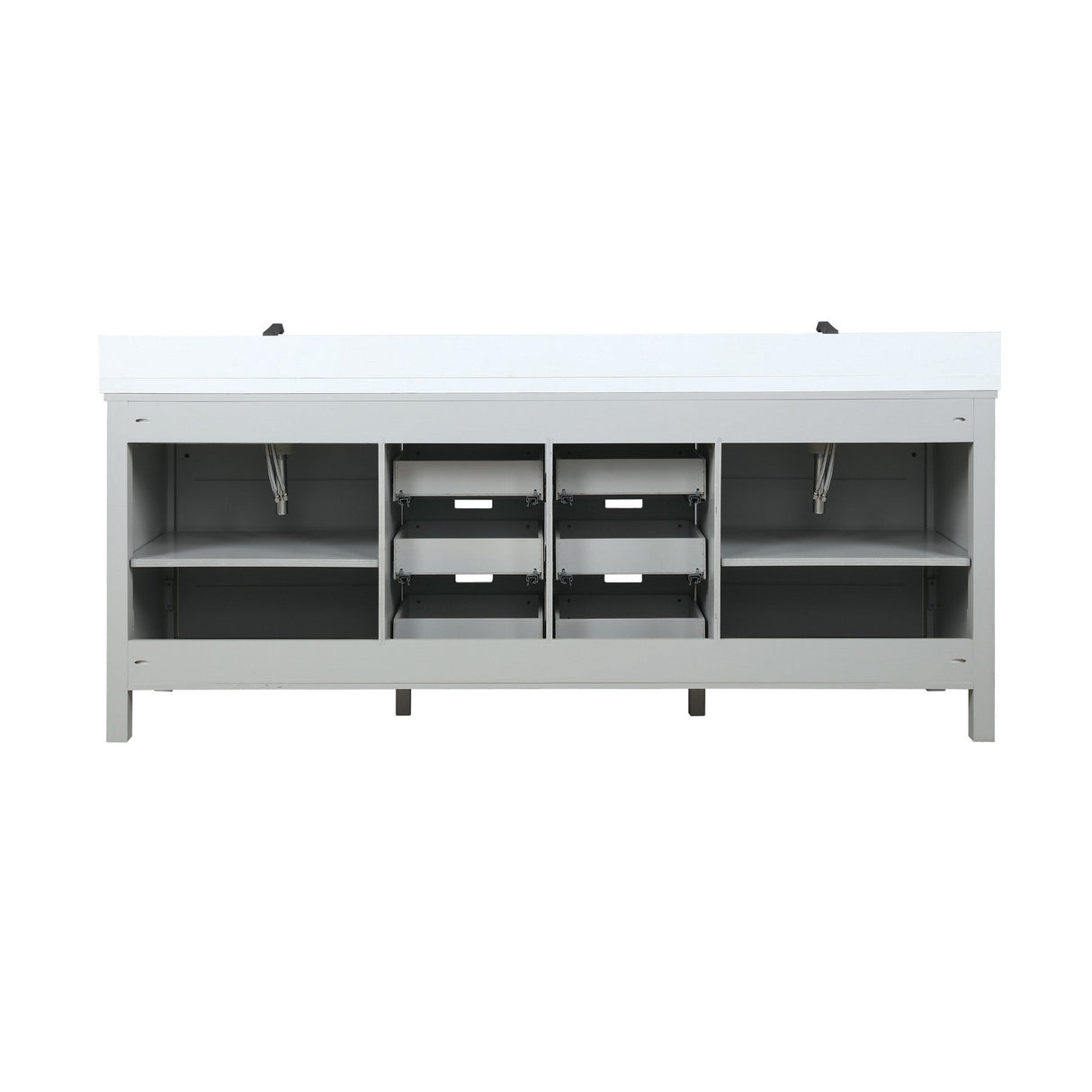 Marsyas Ash Grey Freestanding Bathroom Vanity with White Quartz top, White Square Sink