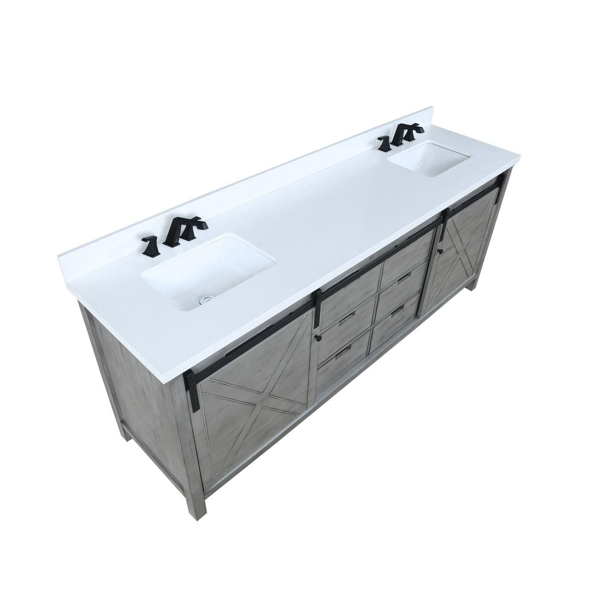 Marsyas Ash Grey Freestanding Bathroom Vanity with White Quartz top, White Square Sink