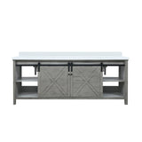Marsyas 84 in. Freestanding Bathroom Vanity with White Quartz top, White Square Sink