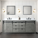 Marsyas 84 in. Freestanding Bathroom Vanity with White Quartz top, White Square Sink