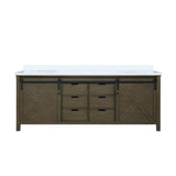 Marsyas 84 in. Freestanding Bathroom Vanity with White Quartz top, White Square Sink
