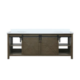 Marsyas 84 in. Freestanding Bathroom Vanity with White Quartz top, White Square Sink