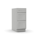 RTA - Liberty Shaker Ashen - Three Drawer Base Cabinets - 15"W x 34.5"H x 24"D