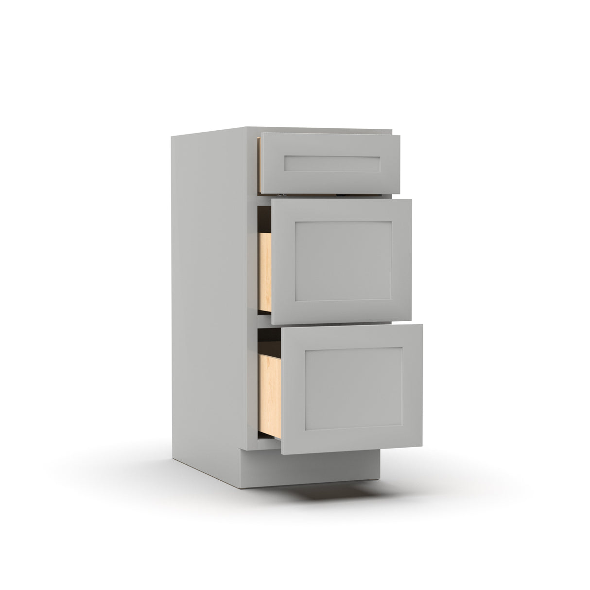 RTA - Liberty Shaker Ashen - Three Drawer Base Cabinets - 15"W x 34.5"H x 24"D