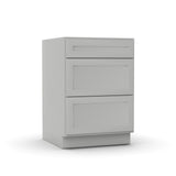 RTA - Liberty Shaker Ashen - Three Drawer Base Cabinets - 24"W x 34.5"H x 24"D