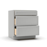 RTA - Liberty Shaker Ashen - Three Drawer Base Cabinets - 30"W x 34.5"H x 24"D