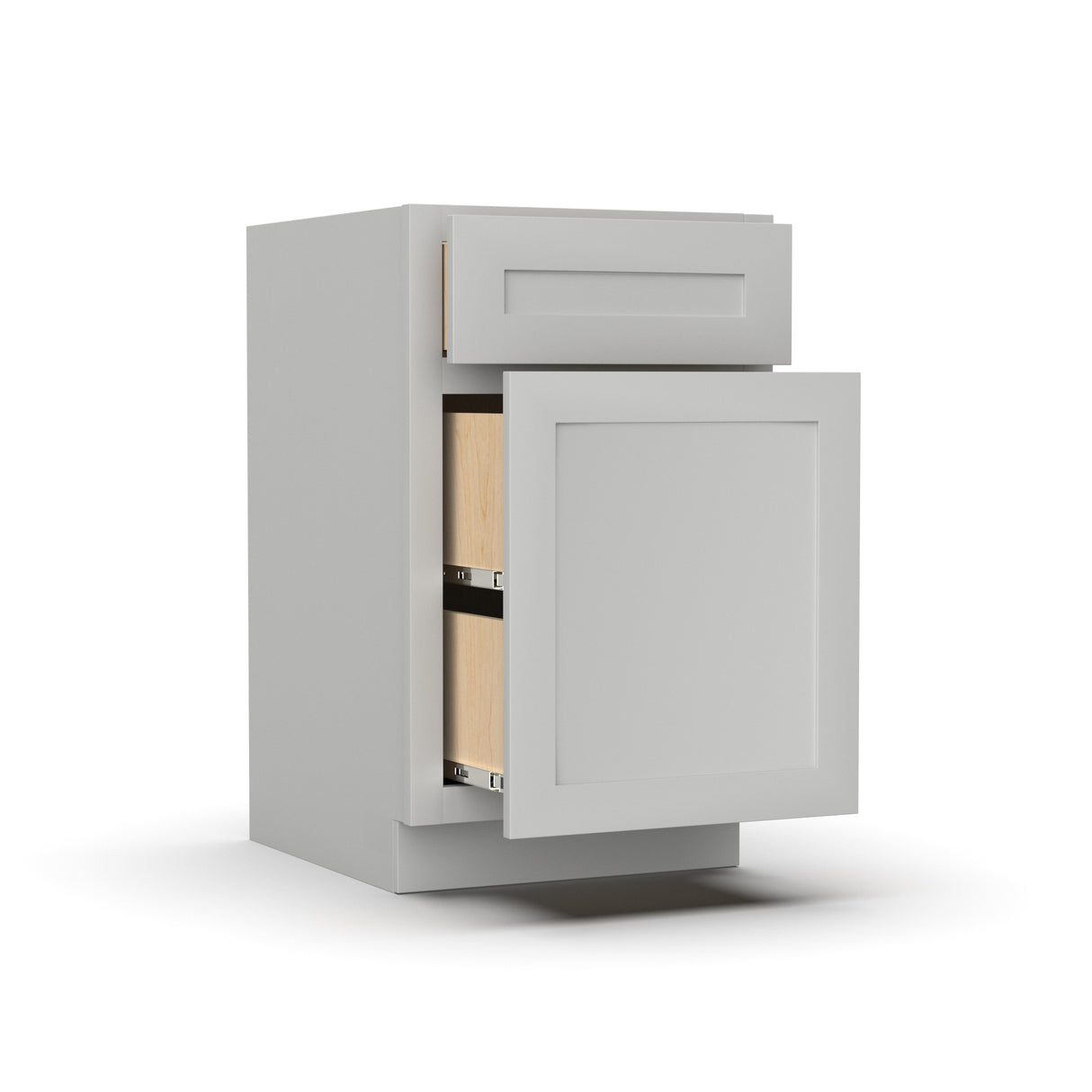 RTA - Liberty Shaker Ashen - Waste Basket Base Cabinets - 18"W x 34.5"H x 24"D