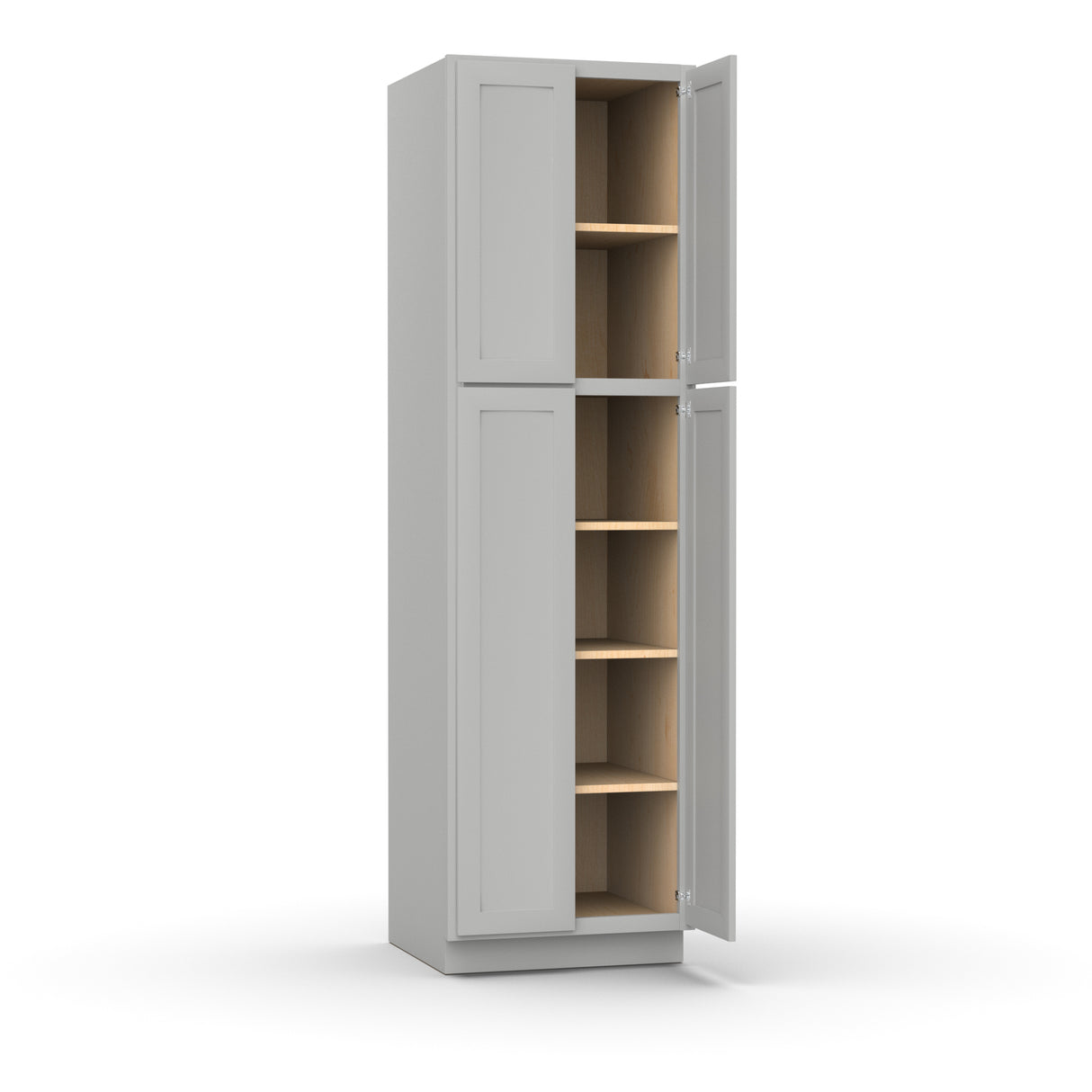 RTA - Liberty Shaker Ashen - Double Door Pantry Cabinets - 30"W x 84"H x 24"D