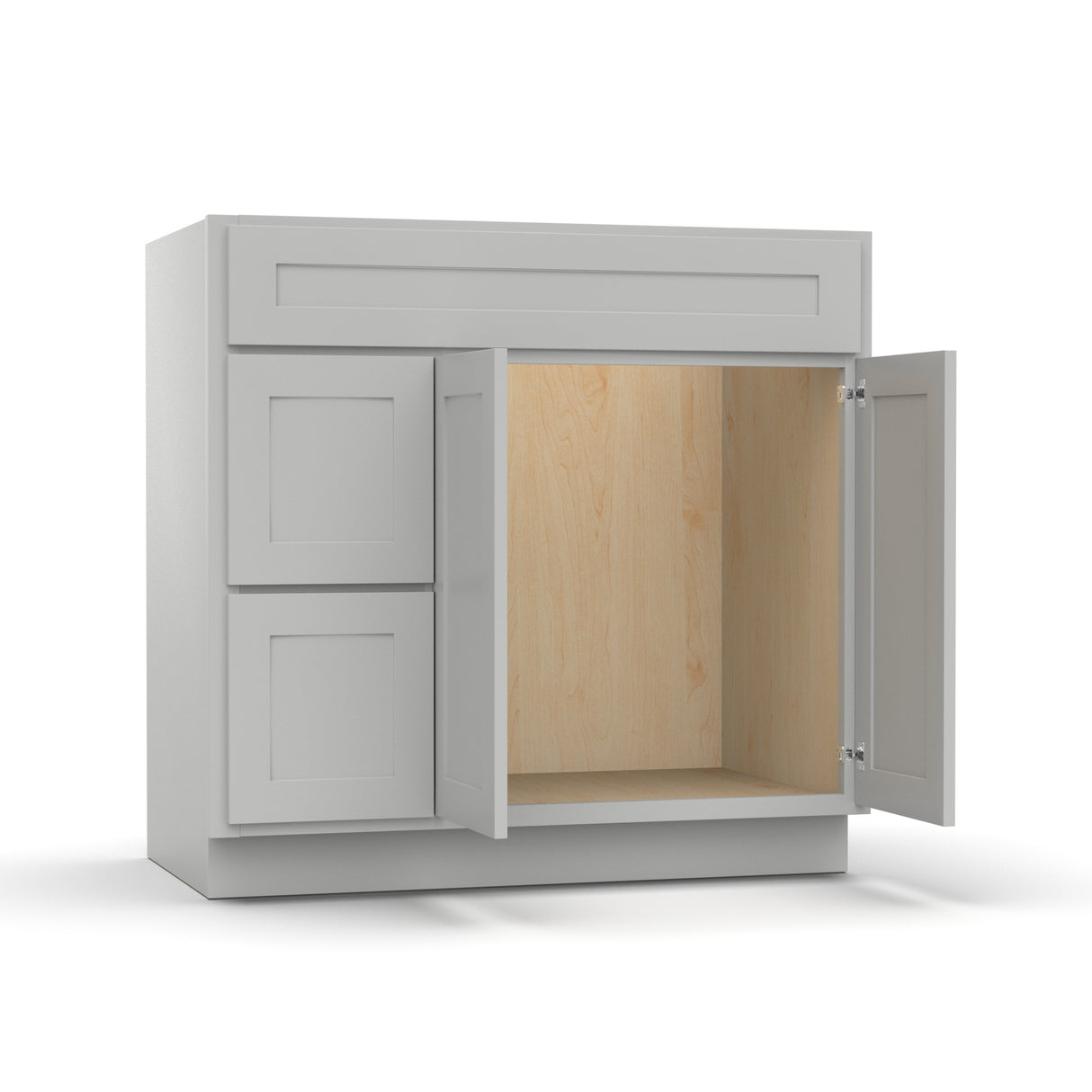 RTA - Liberty Shaker Ashen - Vanity Sink Drawer Base Cabinets - 36"W x 34.5"H x 21"D - LSK-VSDC36L