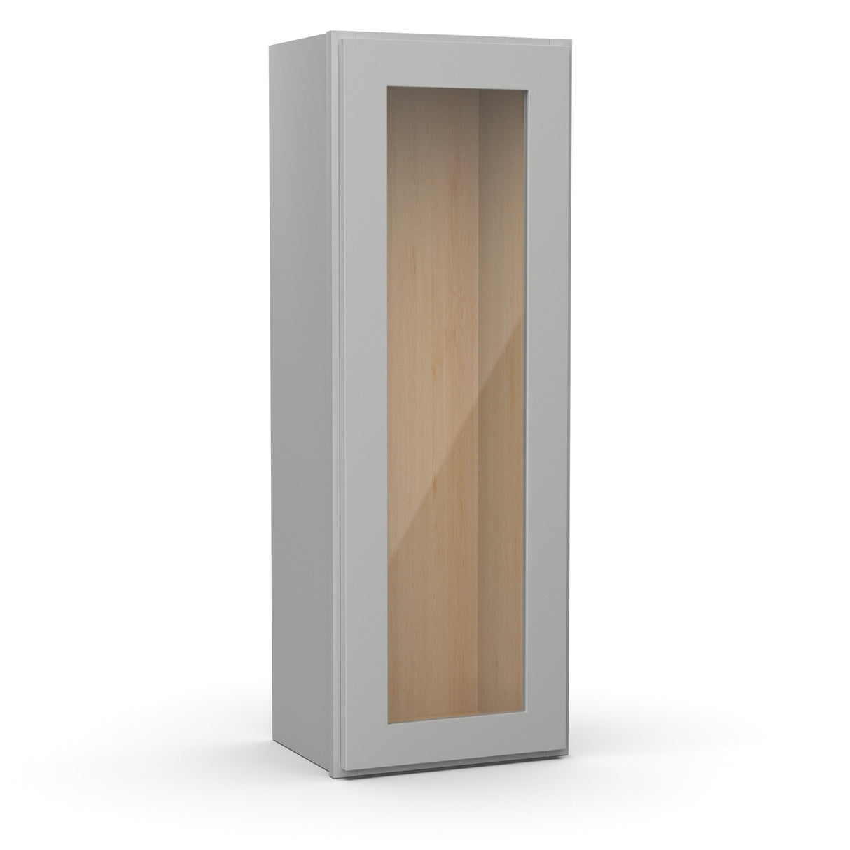 RTA - Liberty Shaker Ashen - Single Glass Door Wall Cabinets - 15"W x 42"H x 12"D