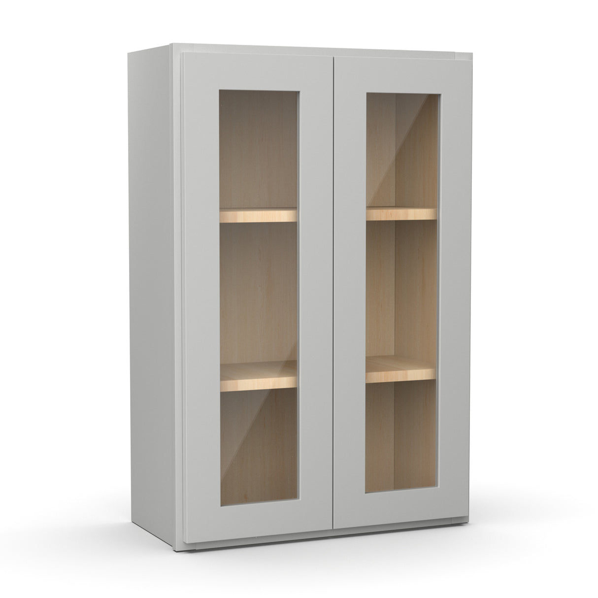 RTA - Liberty Shaker Ashen - Double Glass Door Wall Cabinets - 24"W x 36"H x 12"D