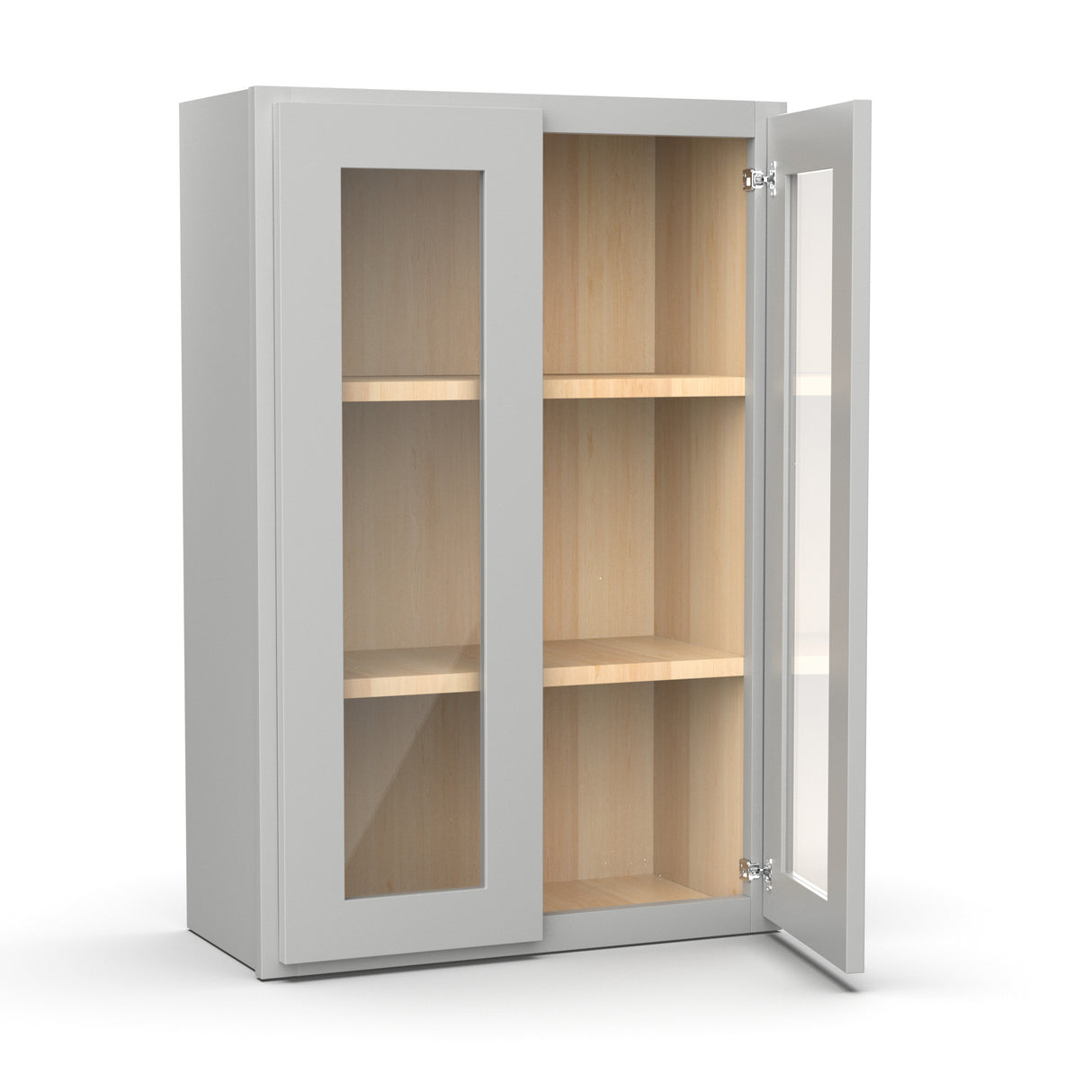 RTA - Liberty Shaker Ashen - Double Glass Door Wall Cabinets - 24"W x 36"H x 12"D