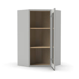 RTA - Liberty Shaker Ashen - Diagonal Corner Glass Door Wall Cabinets - 24"W x 30"H x 12"D