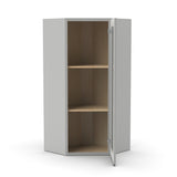 RTA - Liberty Shaker Ashen - Diagonal Corner Glass Door Wall Cabinets - 24"W x 36"H x 12"D