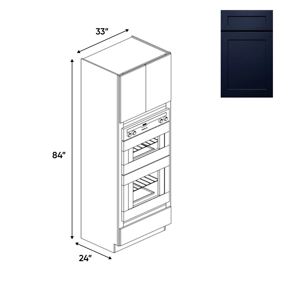 RTA - Liberty Shaker Blue - Double Oven Cabinets - 33"W x 84"H x 24"D - LSB-OC338424