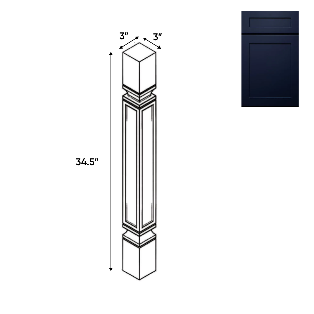 Liberty Shaker Blue - Structural - 3"W x 34.5"H x 3"D - LSB-SP34.5 - Pre Assembled