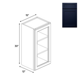RTA - Liberty Shaker Blue - Single Glass Door Wall Cabinets - 15"W x 30"H x 12"D - LSB-W1530GD