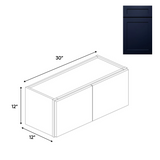 RTA - Liberty Shaker Blue - 12"Height Double Door Wall Cabinets - 30"W x 12"H x 12"D - LSB-W3012