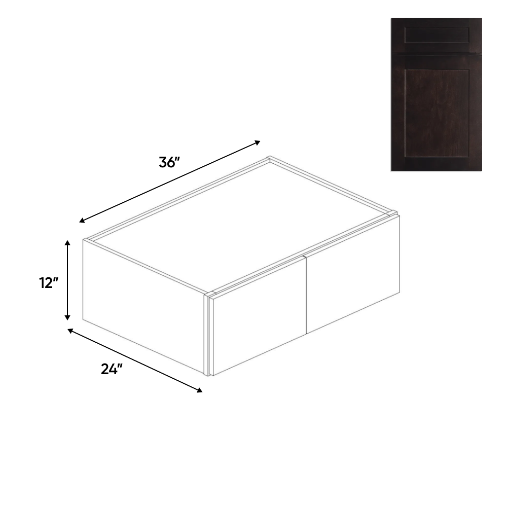 RTA - Liberty Shaker Espresso - 24"Deep Double Door Wall Cabinets - 36"W x 15"H x 24"D