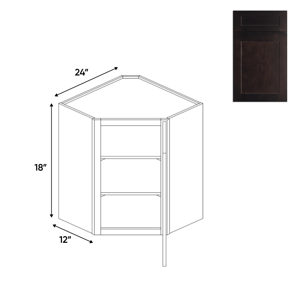 RTA - Liberty Shaker Espresso - Diagonal Corner Wall Cabinets - 24"W x 18"H x 12"D - LSE-WDC2418