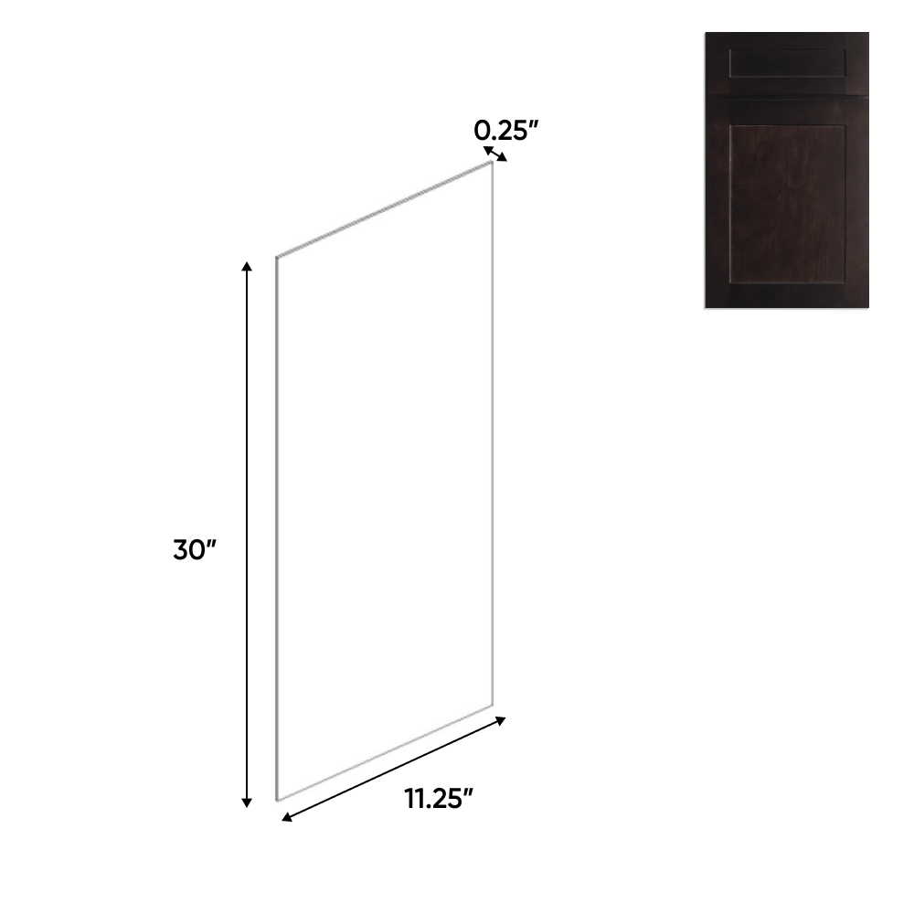 RTA - Liberty Shaker Espresso - Side Finished Skins - 11.25"W x 30"H x 0.25"D