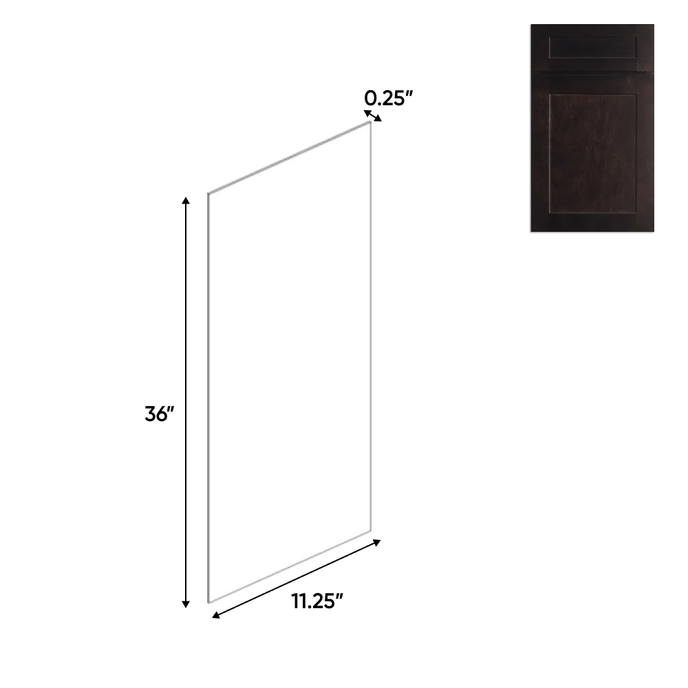 RTA - Liberty Shaker Espresso - Side Finished Skins - 11.25"W x 36"H x 0.25"D