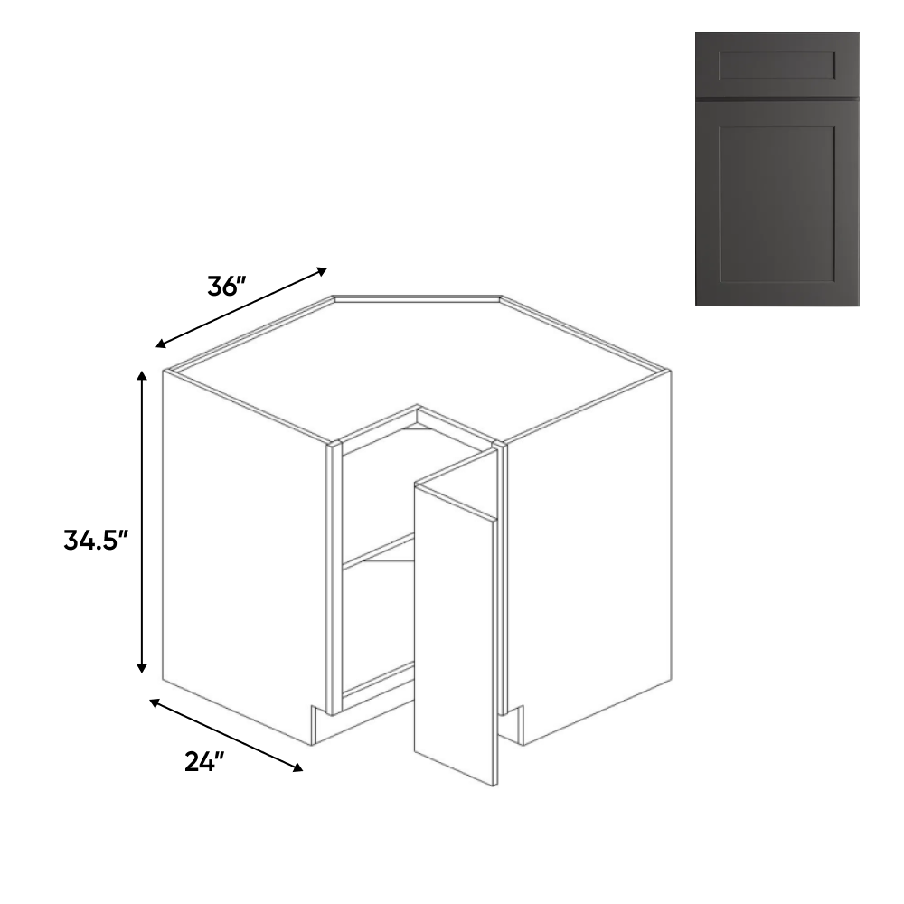 Liberty Shaker Grey - Square Corner Cabinets - 36"W x 34.5"H x 36"D - Pre Assembled