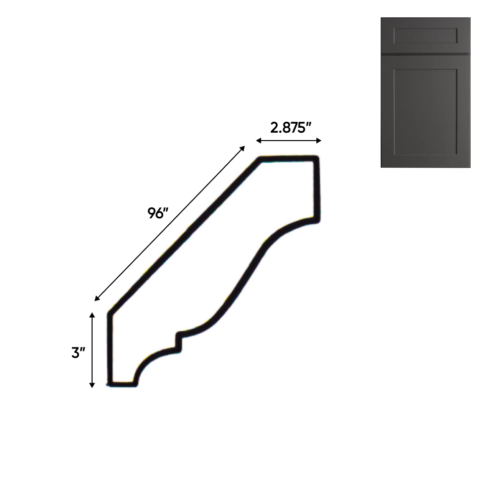 RTA - Liberty Shaker Grey - Crown Moldings - 96"W x 3"H x 3"D