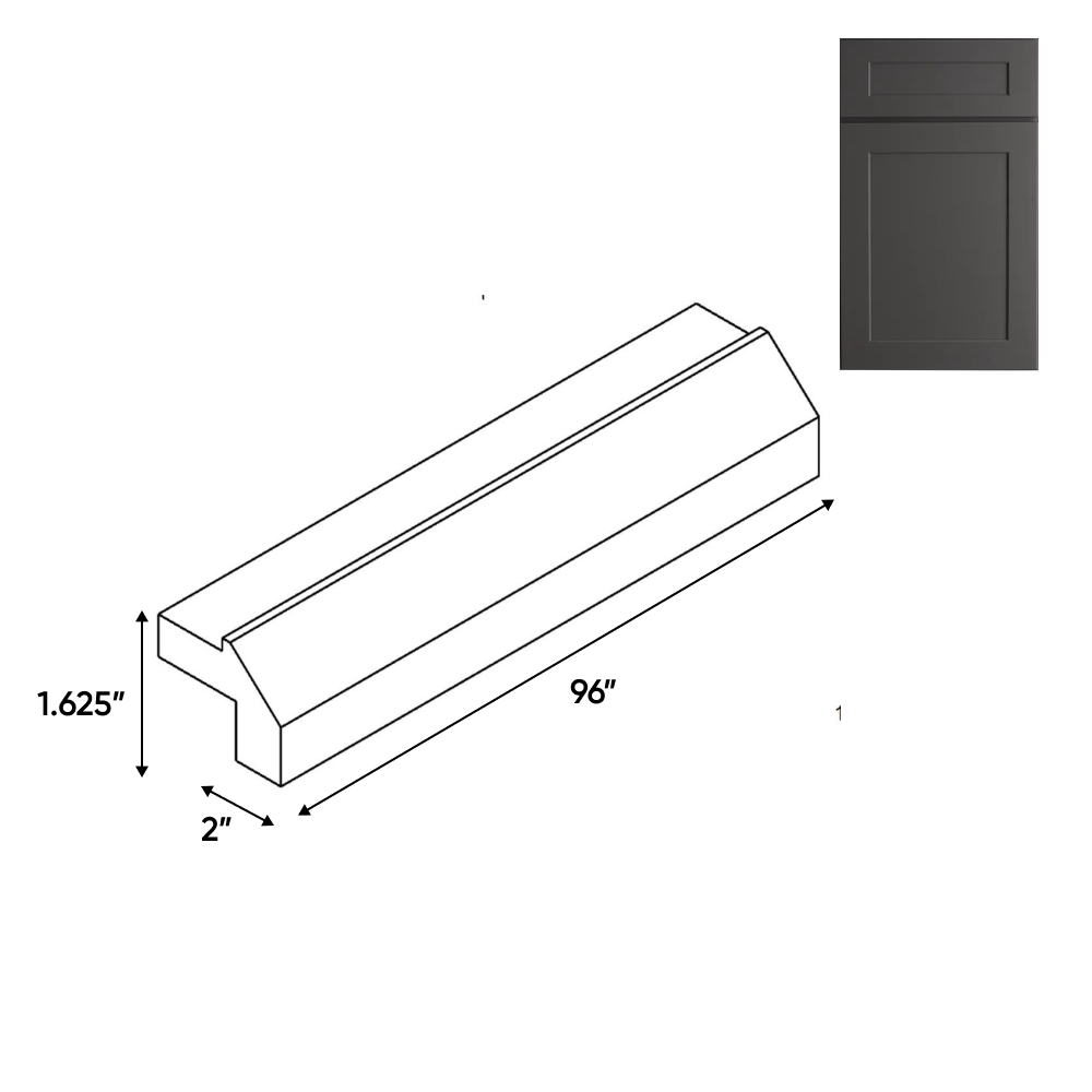 RTA - Liberty Shaker Grey - Light Rail Molding - 96"W x 2"H x 1.5"D