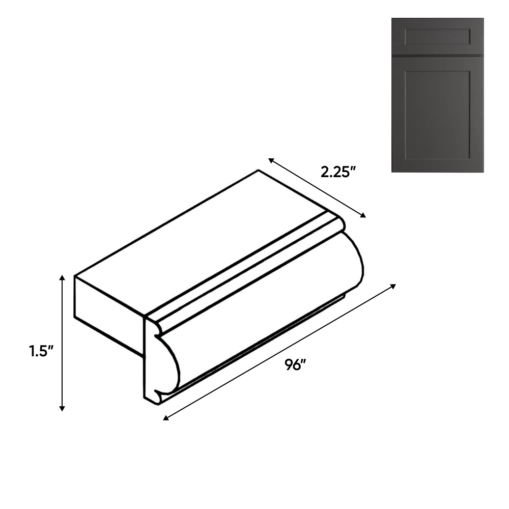RTA - Liberty Shaker Grey - Light Rail Molding - 96"W x 1.5"H x 1.5"D - LSG-LVB