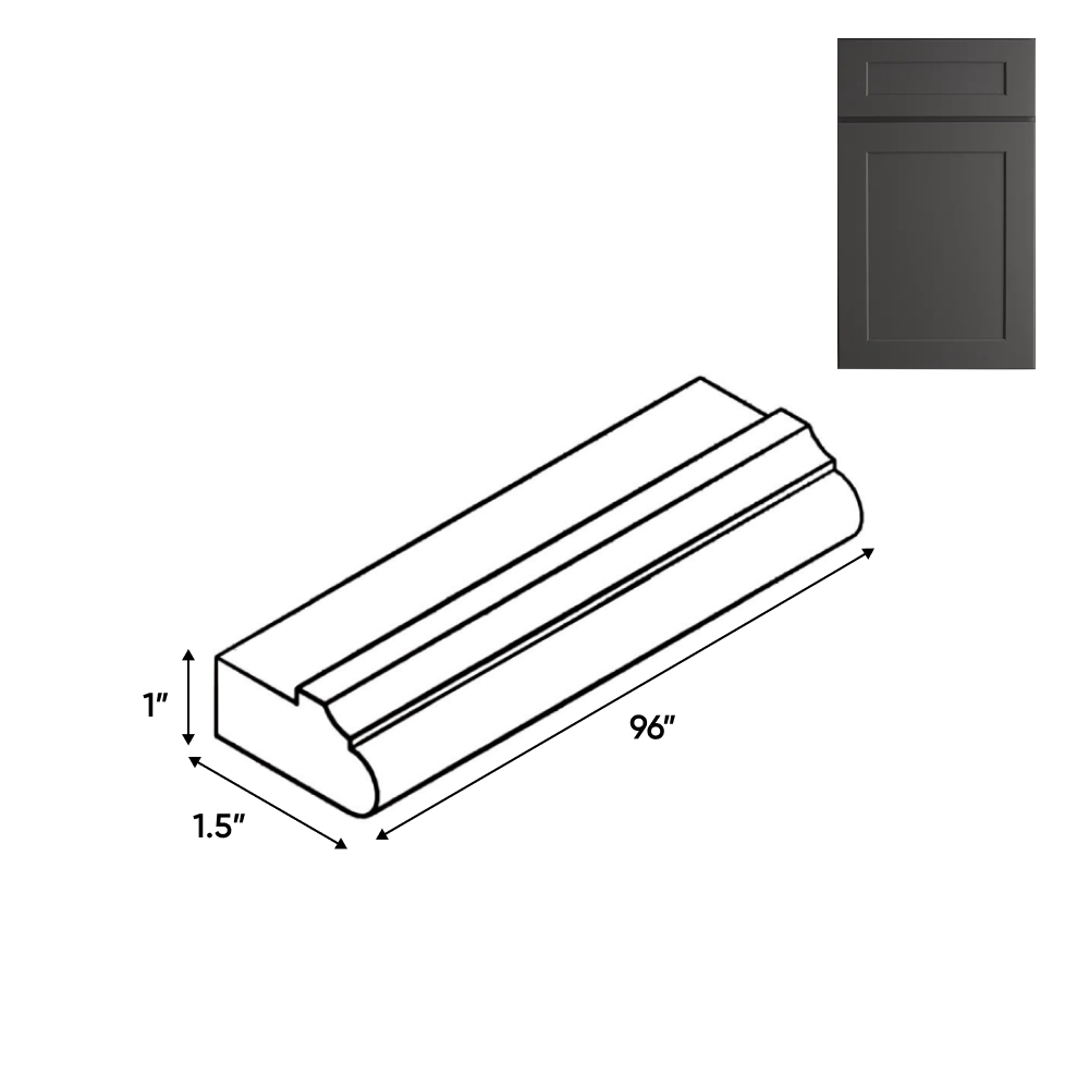 RTA - Liberty Shaker Grey - Light Rail Molding - 96"W x 0.75"H x 1.5"D