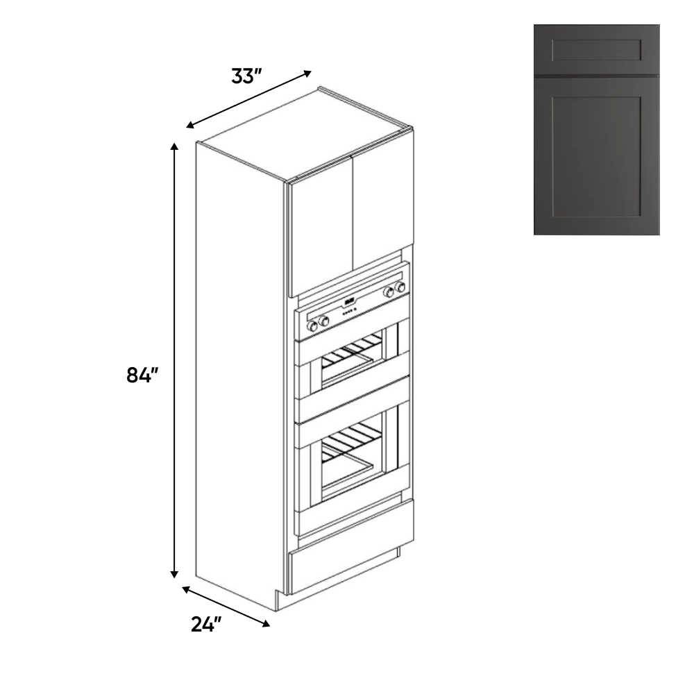 RTA - Liberty Shaker Grey - Double Oven Cabinets - 33"W x 84"H x 24"D
