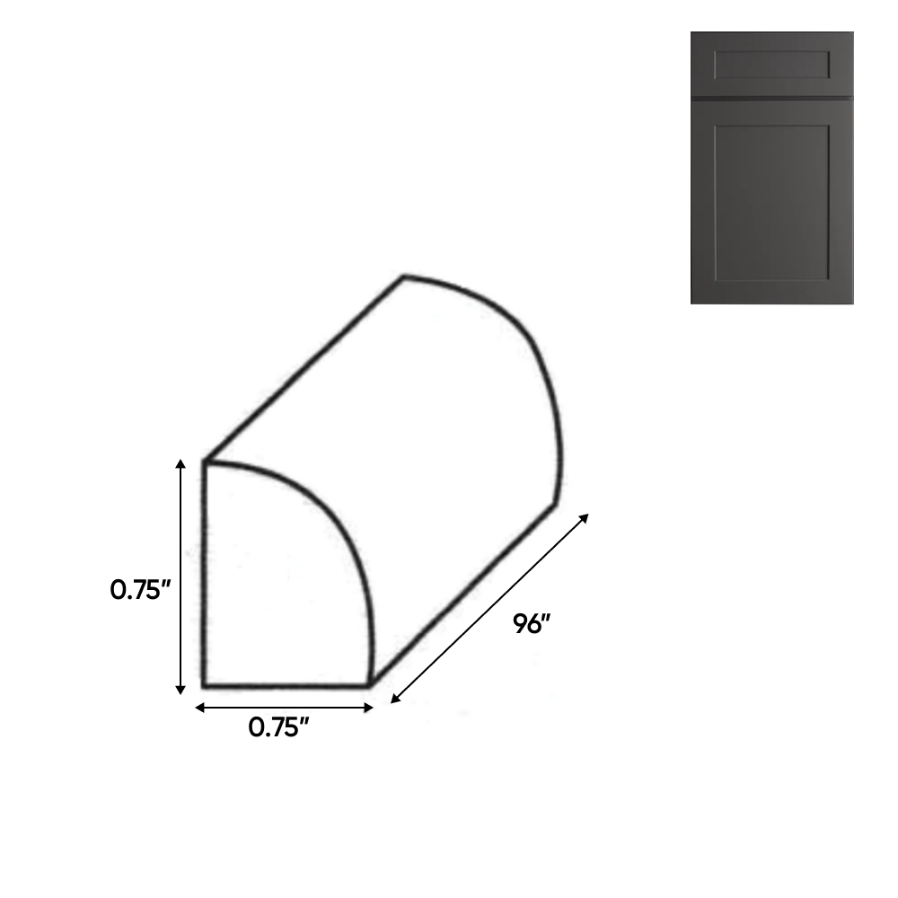 RTA - Liberty Shaker Grey - Quarter Round Molding - 96"W x 0.75"H x 0.75"D - LSG-QR
