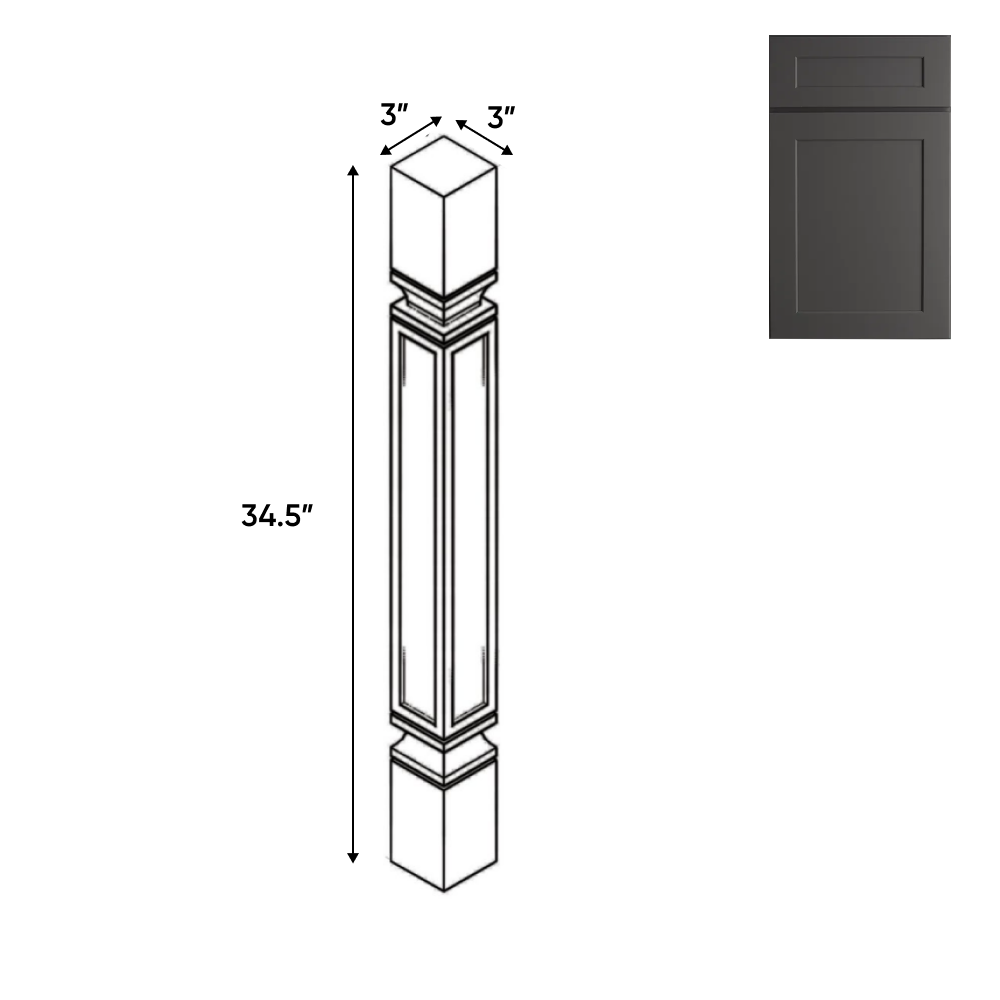 RTA - Liberty Shaker Grey - Structural - 3"W x 34.5"H x 3"D