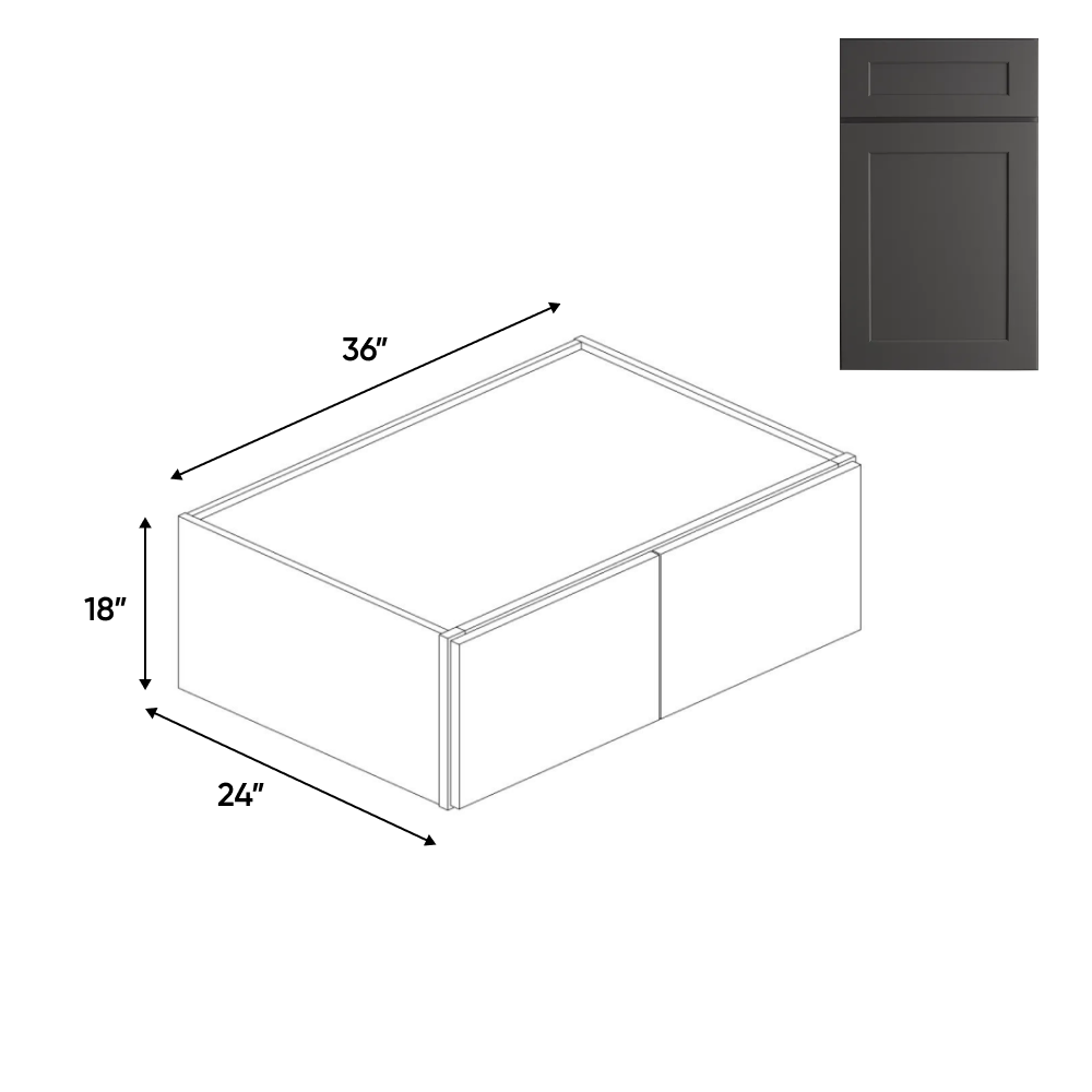 RTA - Liberty Shaker Grey - 24" Deep Double Door Wall Cabinets - 36"W x 18"H x 24"D