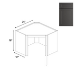 RTA - Liberty Shaker Grey - Diagonal Corner Wall Cabinets - 24"W x 18"H x 12"D - LSG-WDC2418G